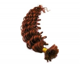 Vlasy európskeho typu na predlžovanie keratínom 50cm kučeravé - medená