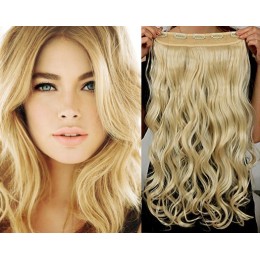 Clip in REMY vlasový pás 63cm vlnitý - najsvetlejšia blond
