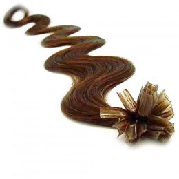 Vlasy európskeho typu na predlžovanie keratínom 50cm vlnité - tmavý melír
