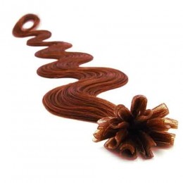 Vlasy európskeho typu na predlžovanie keratínom 60cm vlnité - medená