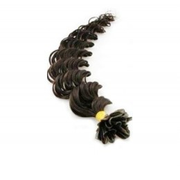 Vlasy európskeho typu na predlžovanie keratínom 50cm kučeravé - prírodné čierne