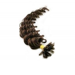 Vlasy európskeho typu na predlžovanie keratínom 50cm kučeravé - tmavo hnedé