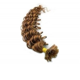 Vlasy európskeho typu na predlžovanie keratínom 60cm kučeravé - svetlo hnedé