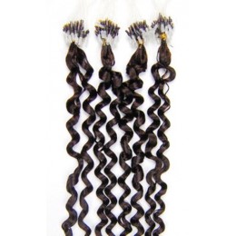 Vlasy pre metódu Micro Ring / Easy Loop / Easy Ring 60cm kučeravé - tmavo hnedé