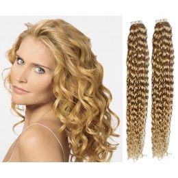 Vlasy pro metodu Pu Extension / TapeX / Tape Hair / Tape IN 60cm kučeravé - prírodná blond