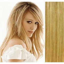 Clip in vlasy 43cm 100% ľudské 100g - prírodná/svetlejšia blond